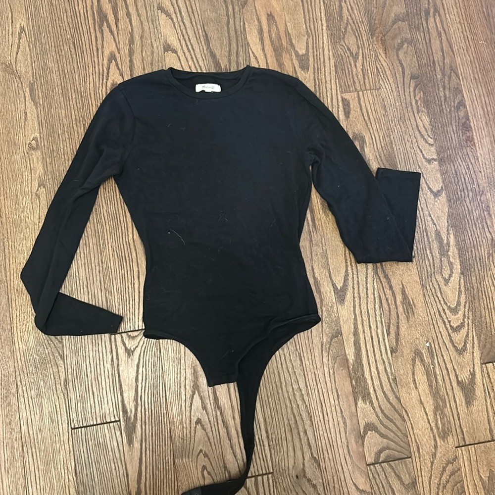 Madewell black thong long sleeve body suit